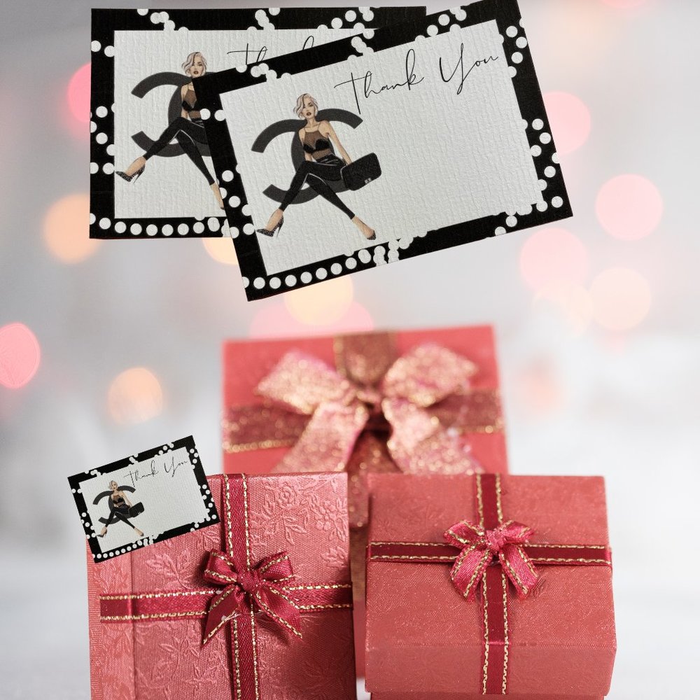 Feminine Thank You Card / Thank You Greeting Card / Thank You Customer Note CARD